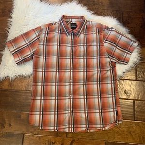 Prana Men’s Shirt Brown Plaid Size Large